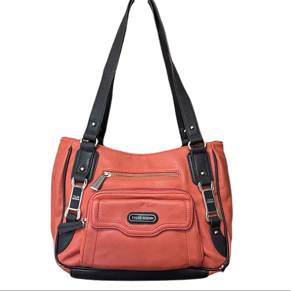 TYLER RODAN orange & brown soft leather shoulder bag